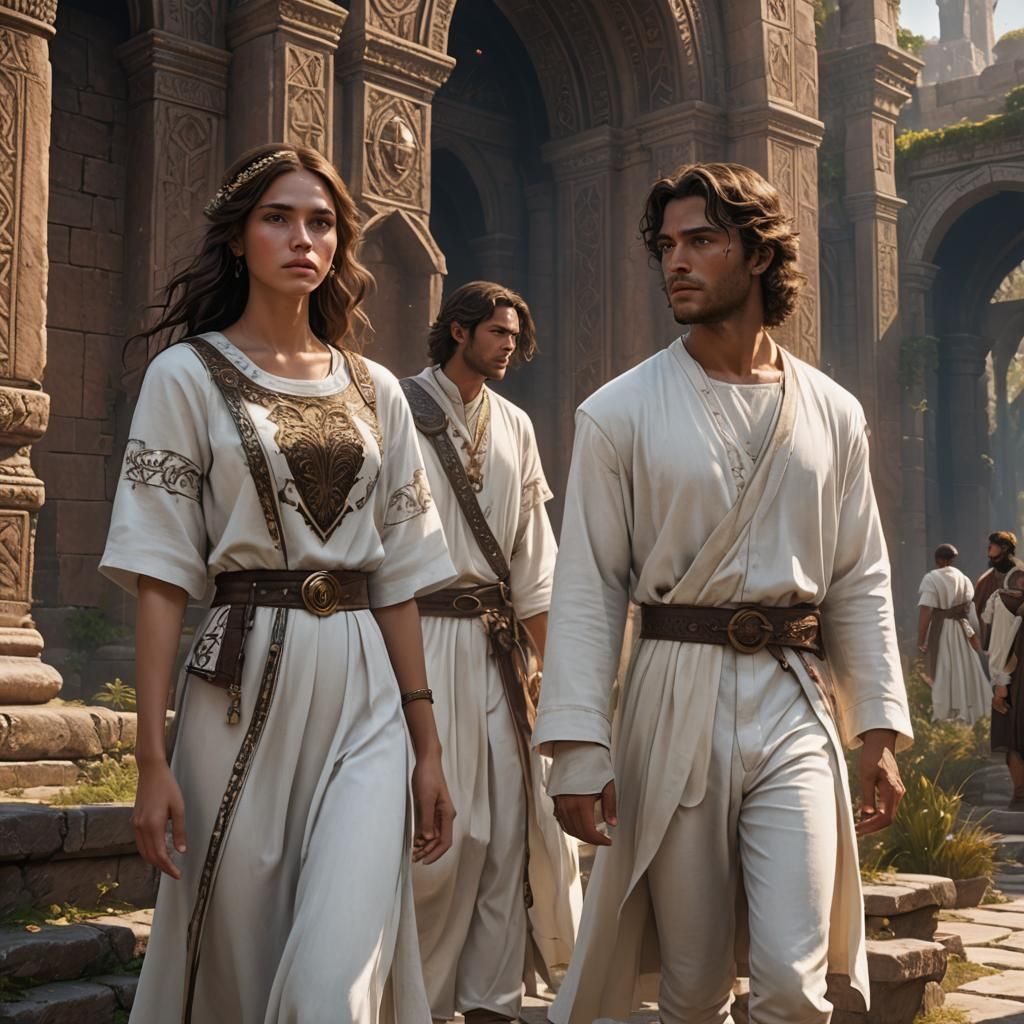 Biblical Era Lovers in Detailed Matte Painting