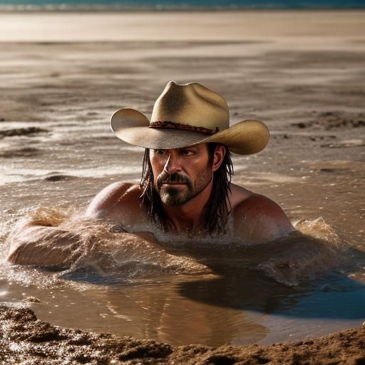 Cowboy Sinking in Quicksand: Professional Photography