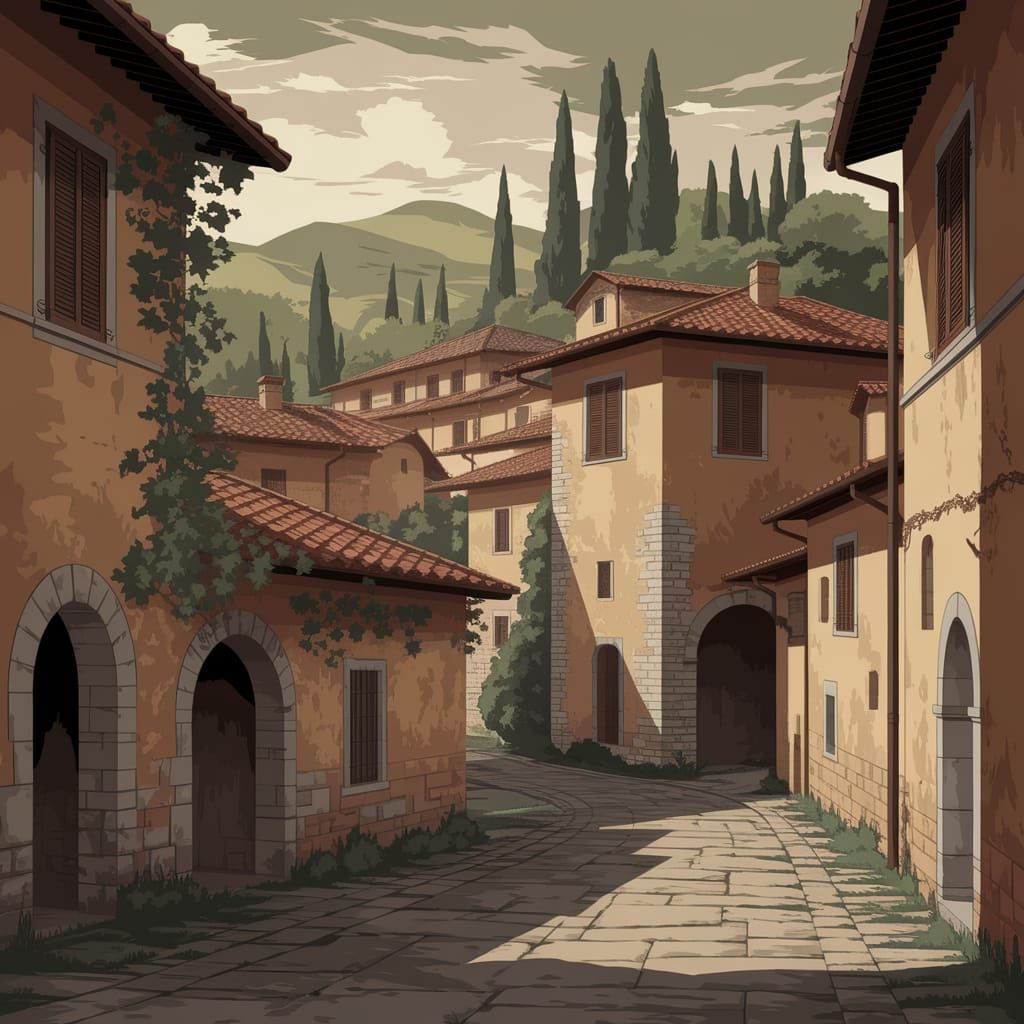 Montone, Italy: Anime Key Visual of Medieval Hill Town
