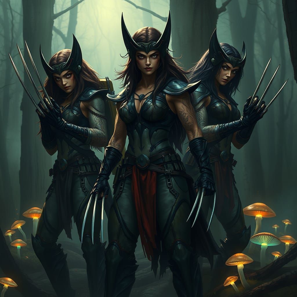 Fierce Female Warriors Unleash Fury in Dark Fantasy Landscap...