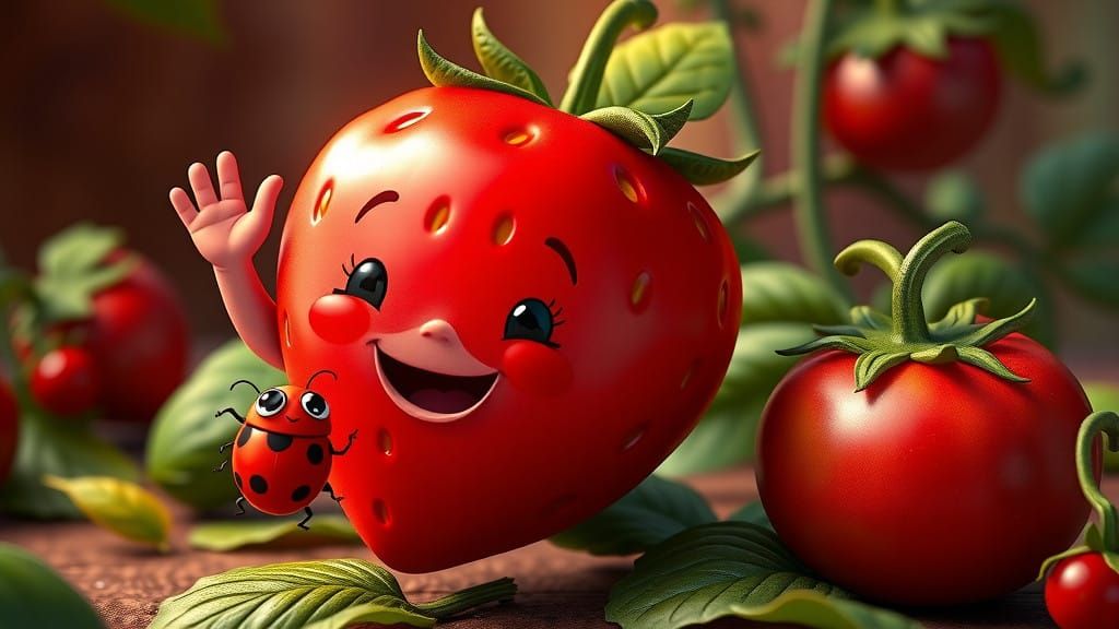 Vibrant Red Characters in Whimsical Illustration