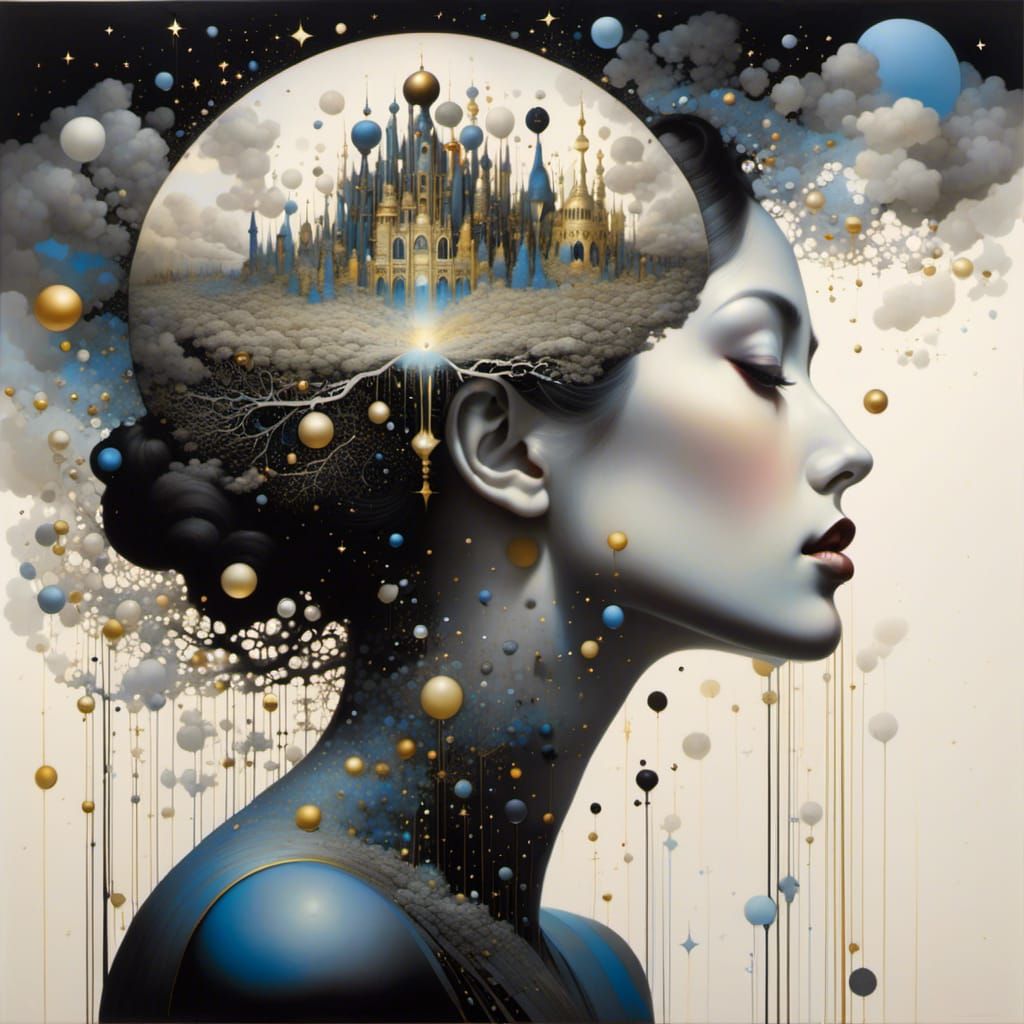 Surreal Double Exposure Dreamer Portrait with Splatter