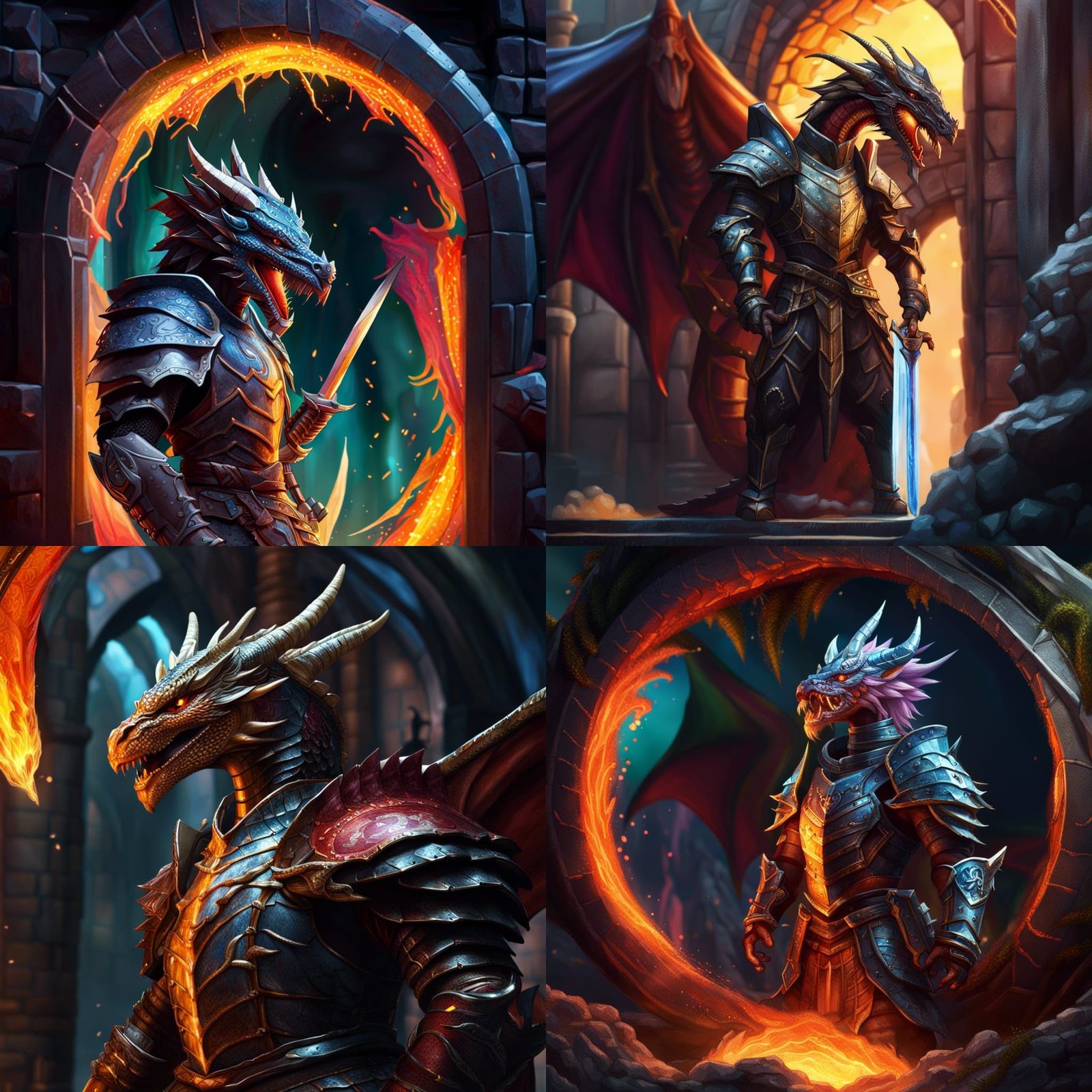 Dragon Knight Guarding a Portal: Hyperrealistic Concept Art