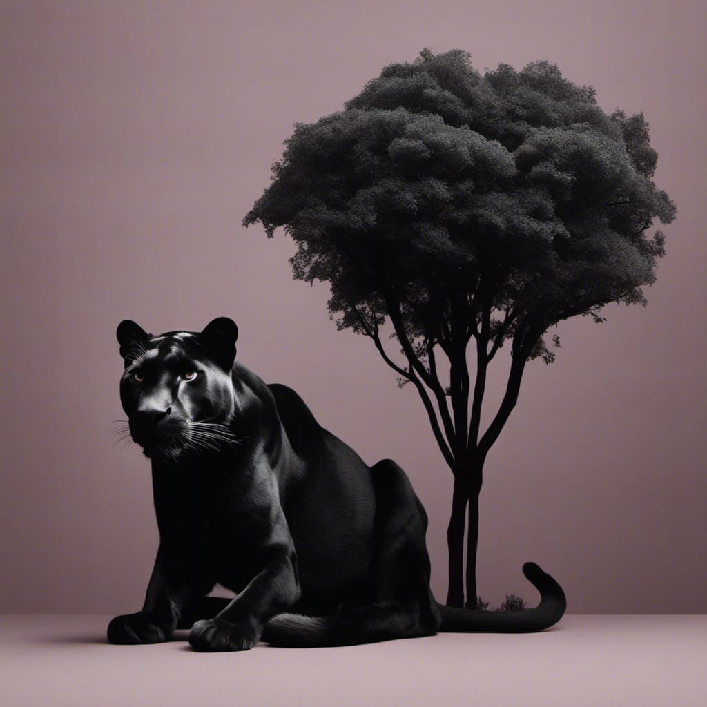 Monochrome Panther in Dark Atmospheric Style