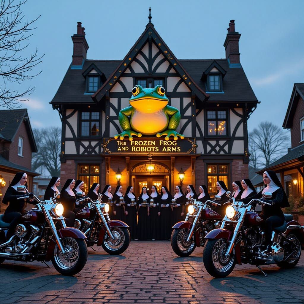 Nun Hen Party at Tudor Inn in Golden Light