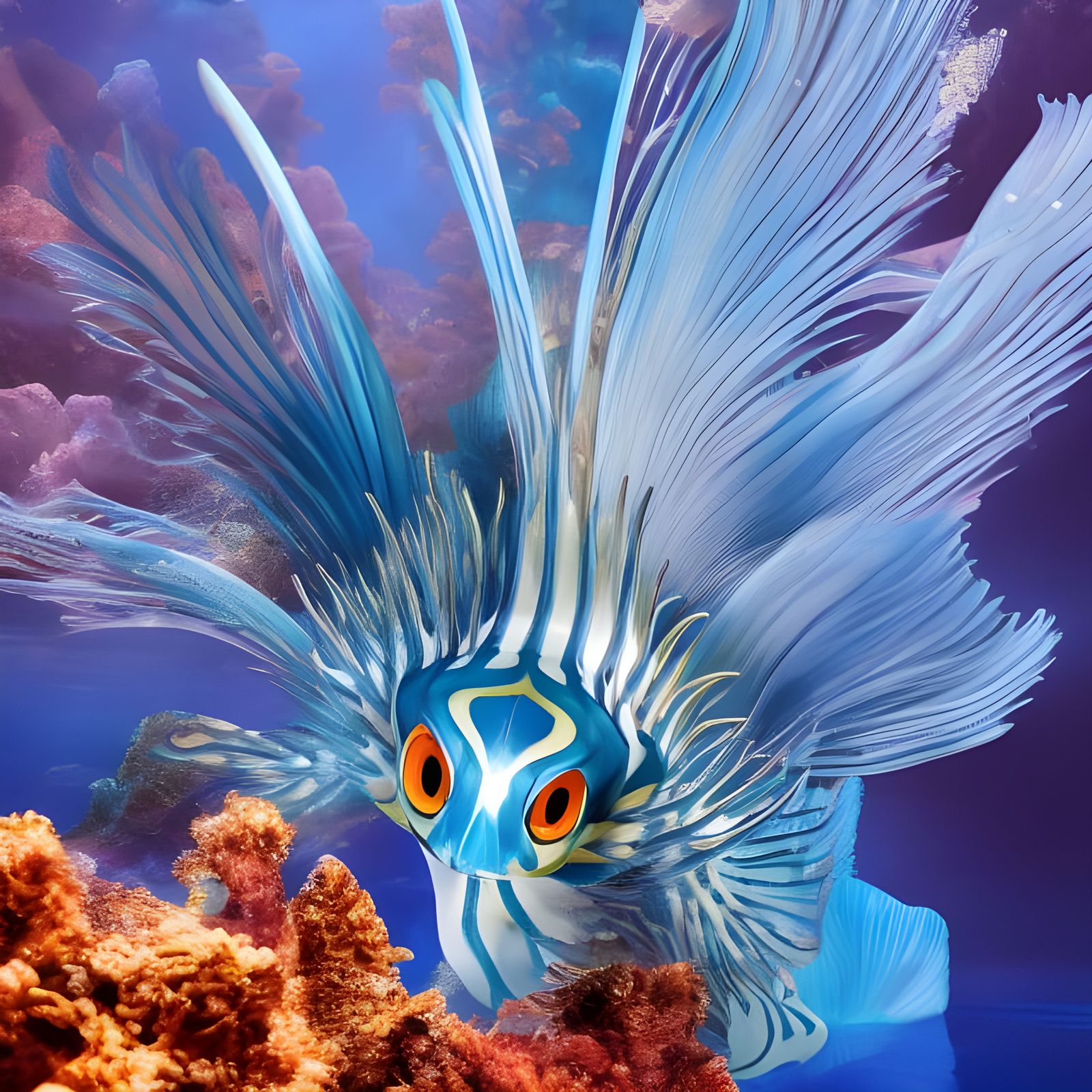 Hyperrealistic Sea Swallow in Bioluminescent Underwater Scen...