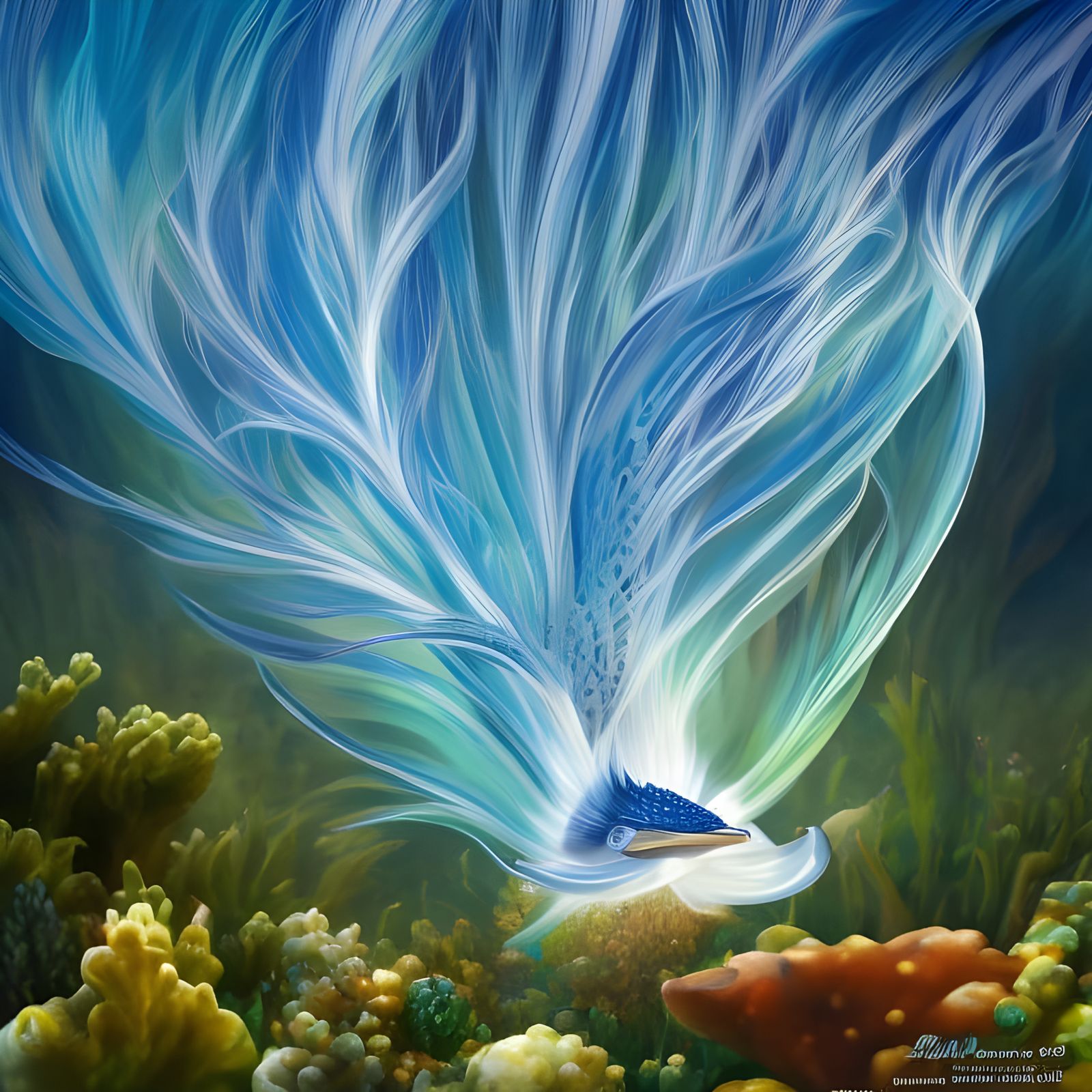 Hyperrealistic Glaucus Atlanticus in Bioluminescent Underwat...