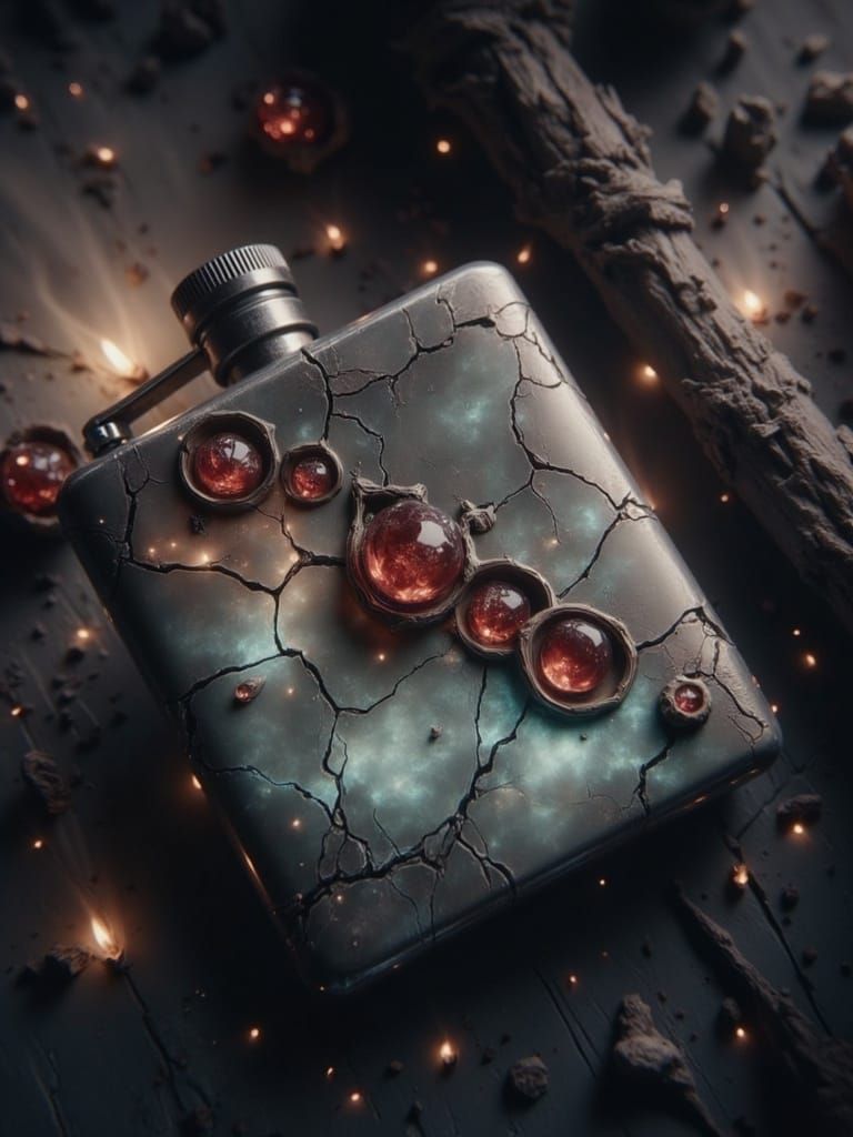 Glowing Liquor Flask with Radiant Etchings