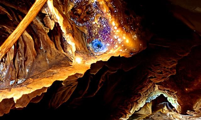 Cave Desert with Nebula Galaxy Sky