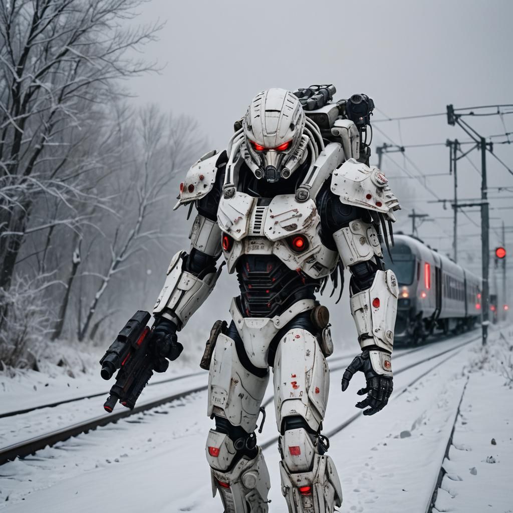 Post-Apocalyptic Predator in Snowy Blizzard