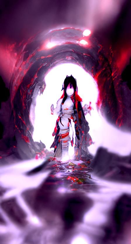 Amaterasu Enters the Abyss: Ethereal Anime Concept Art