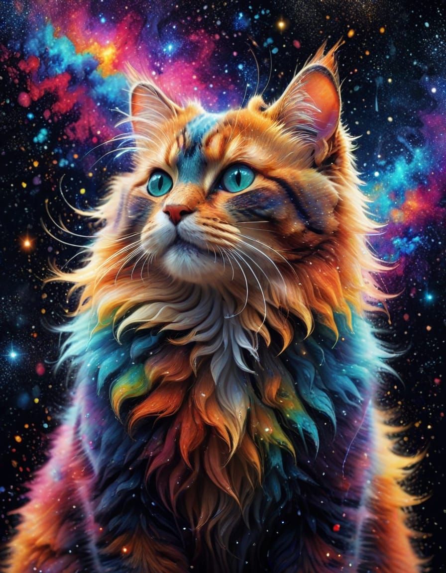 Cosmic Whirlpool in Vibrant Pointillist Style