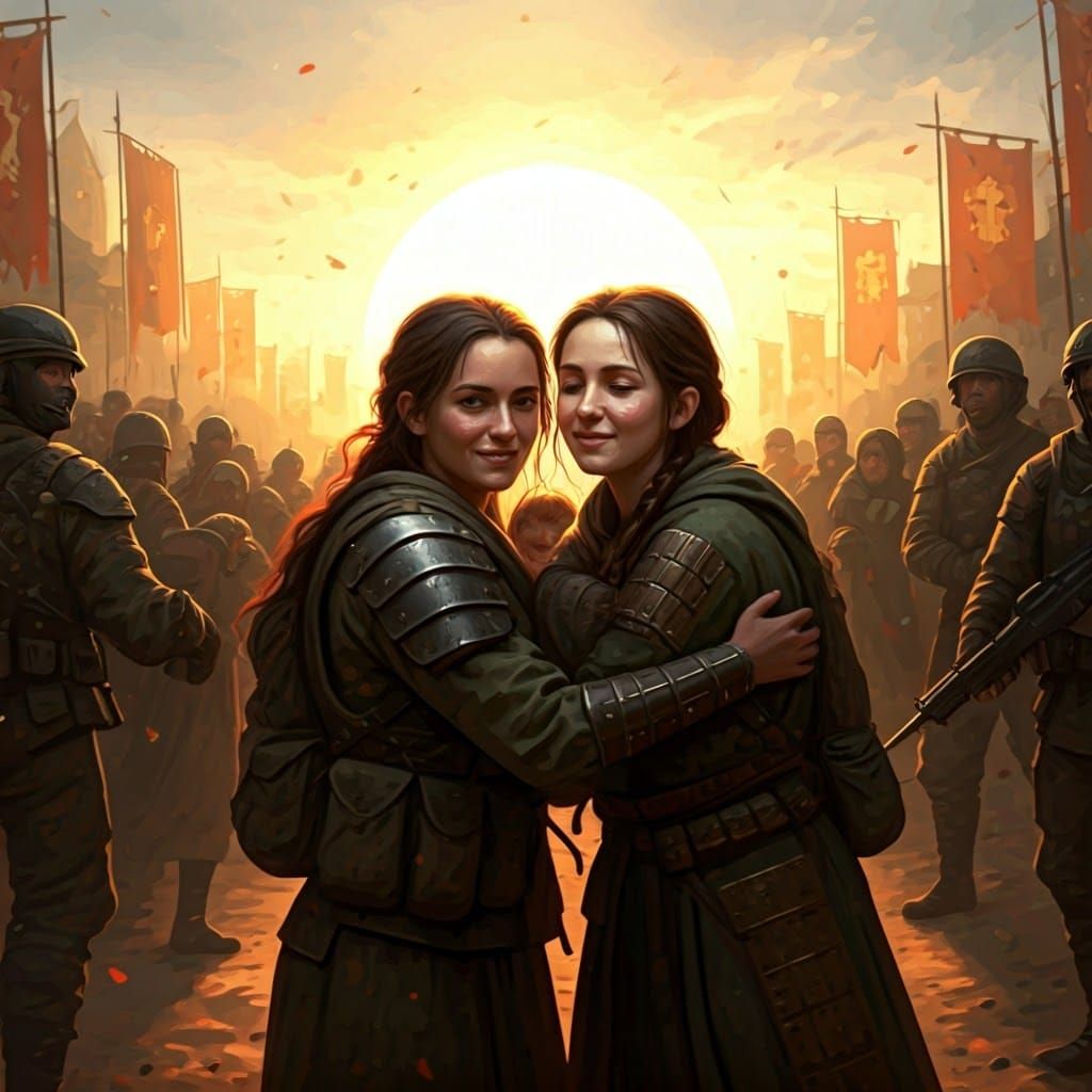 Soldiers' Triumphant Return Home: A Digital Painting