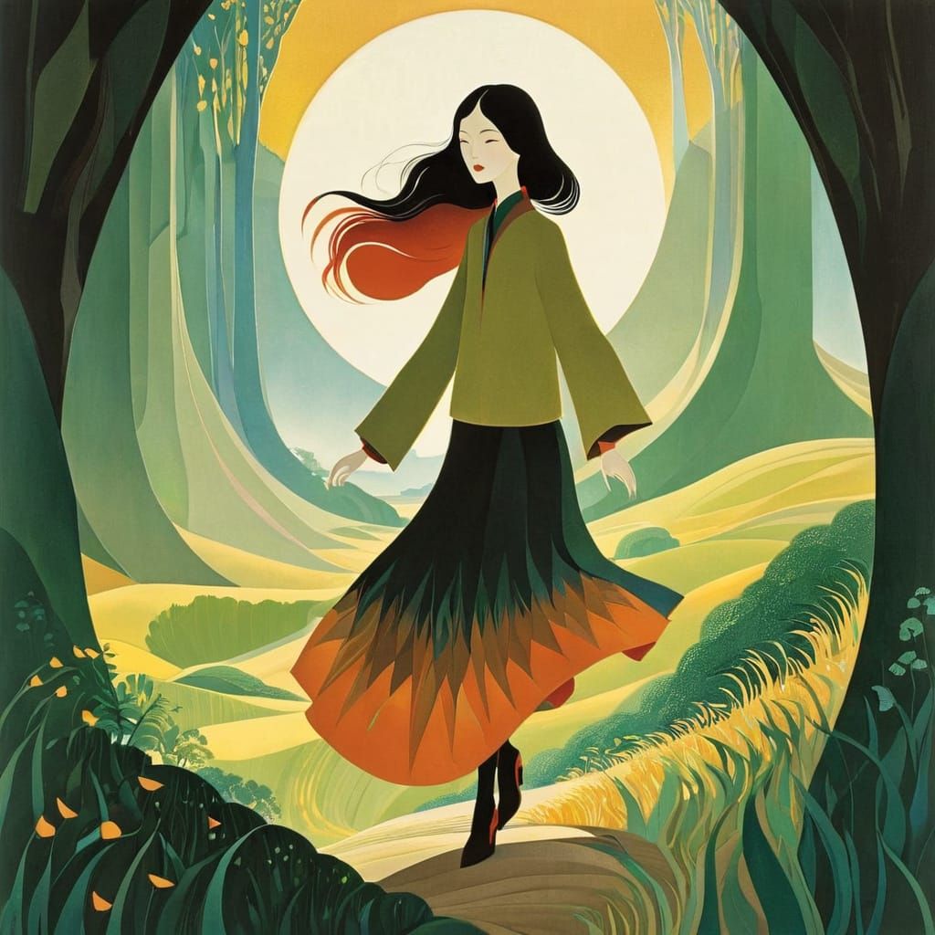 Floral Papercut Illustration in O'Keeffe Style