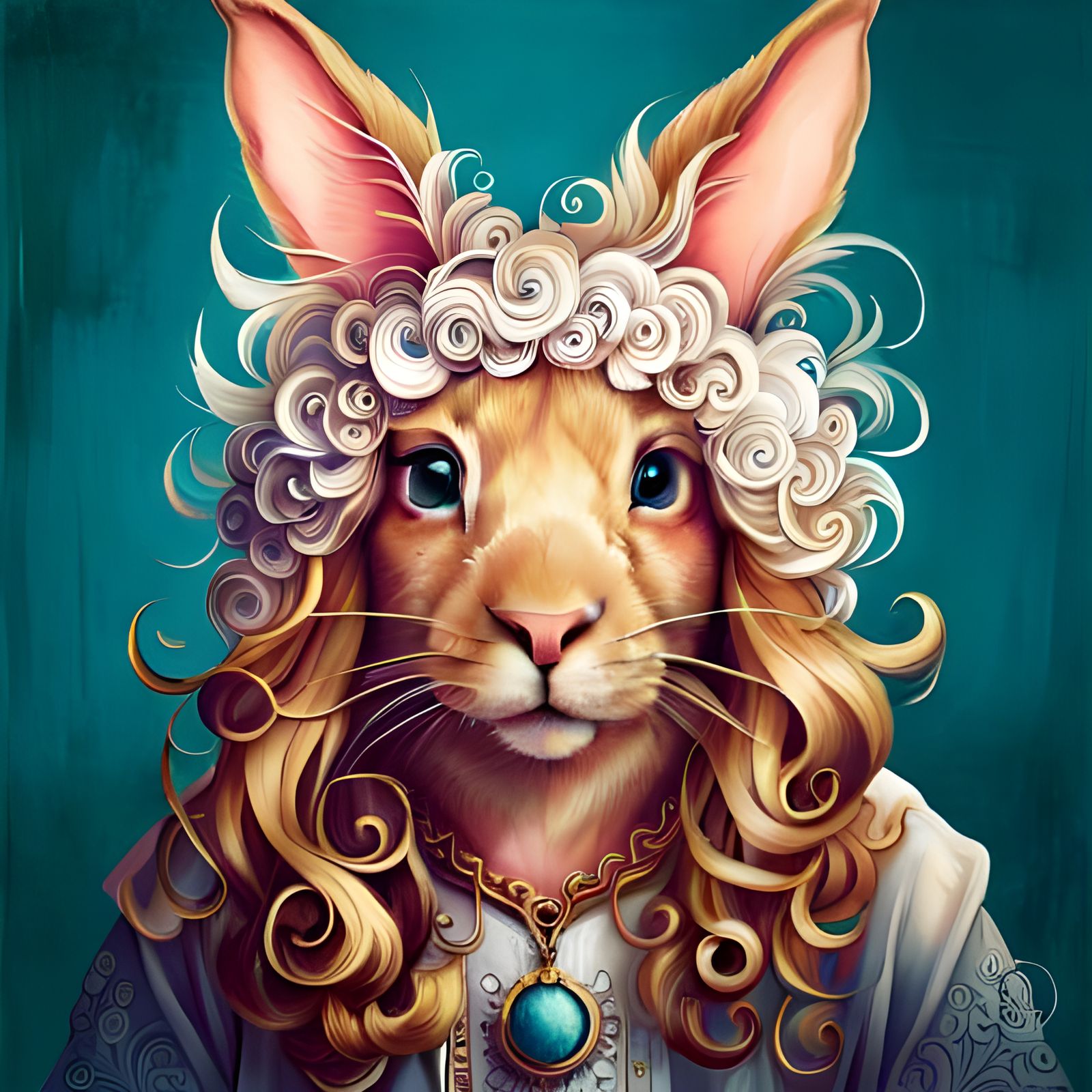 Blonde Haired Bunny Rabbit Portrait in Fantasy Style