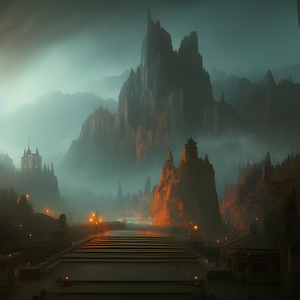 Eerie Landscape in Detailed Matte Painting Style