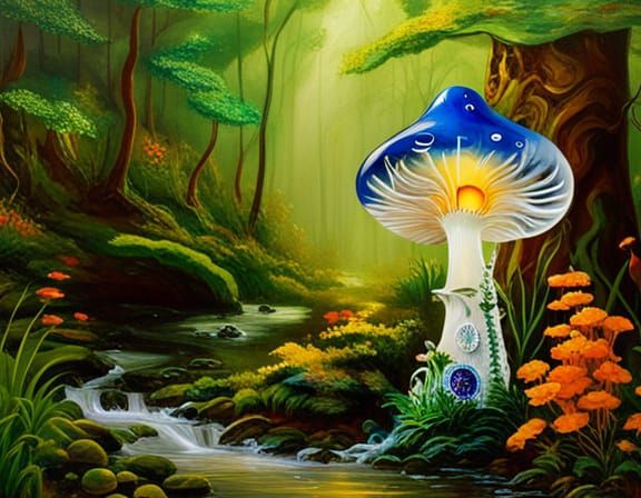 Fairy Door in Crystalline Toadstool Sculpture