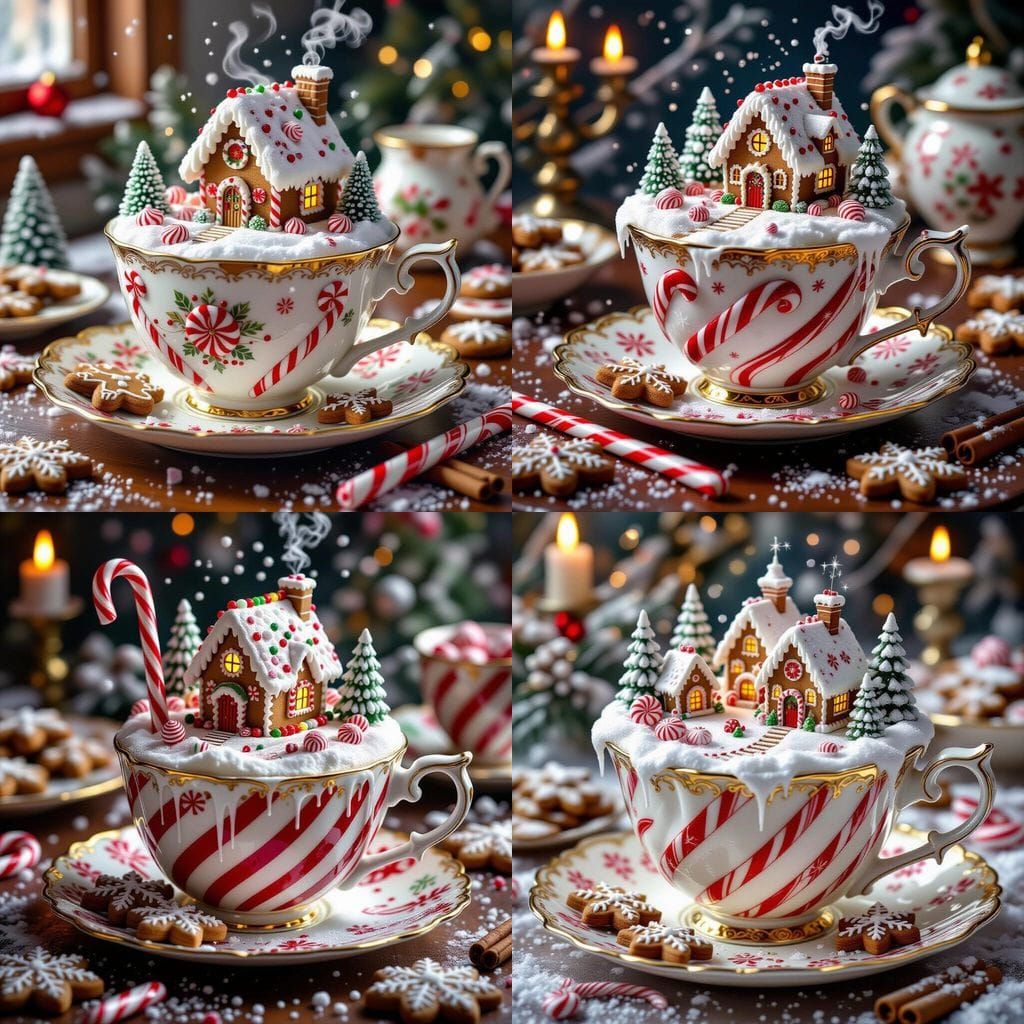 Ornate Teacup Reveals Miniature Gingerbread Village Kingdom