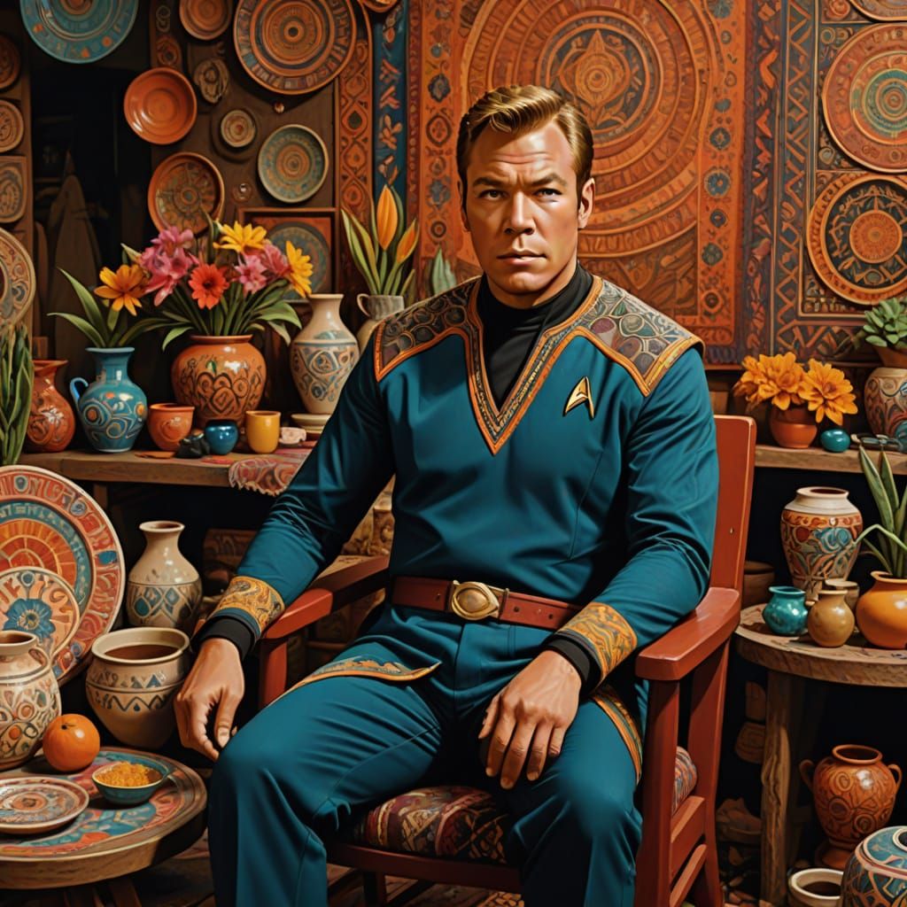 Captain Kirk Transformed by Frida Kahlo's Vibrant Brushstrok...
