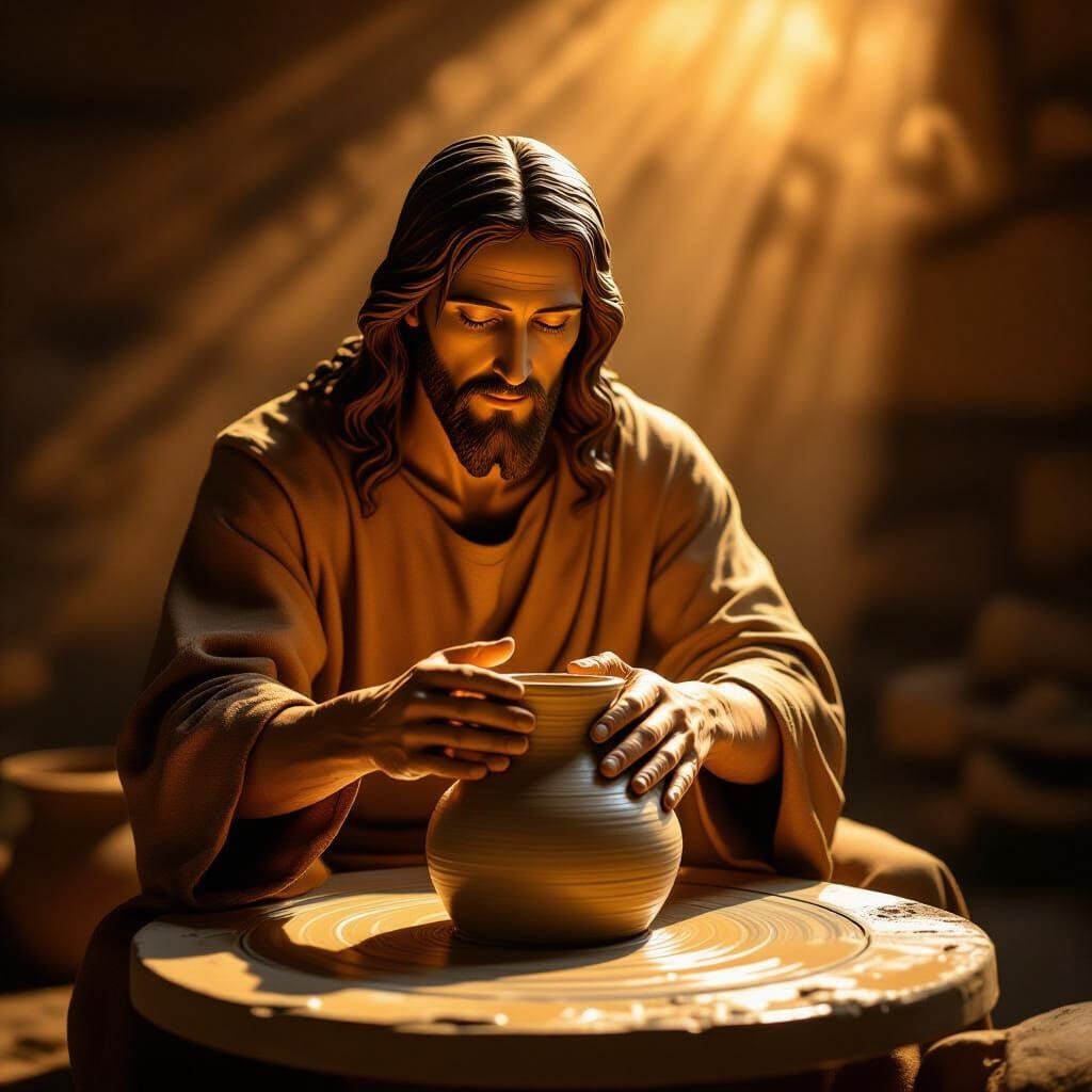 Hands Shape Humanity in Divine Light