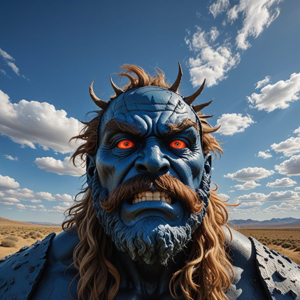 Hyperrealistic Cyclops in Sunny Landscape