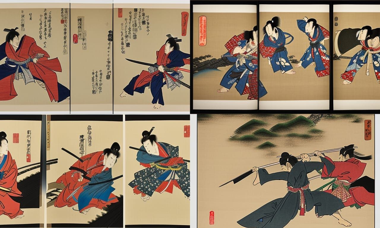 Miyamoto Musashi Fight in Comic Book Style