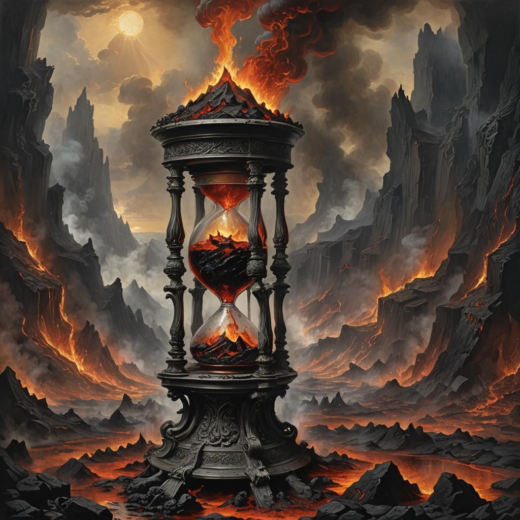 Bloody Hourglass in Volcano, Horror Scene