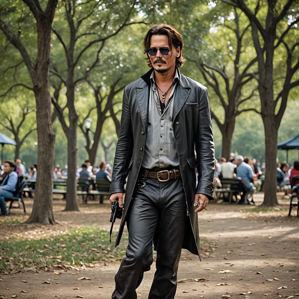 Johnny Depp in Leather Thong: Professional Photo