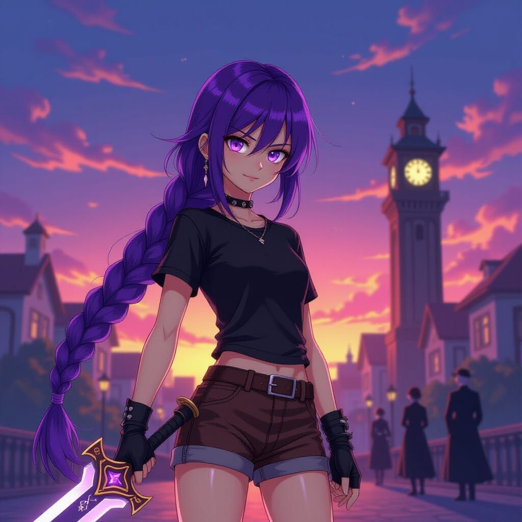 Heroic Keyblade Wielder in Twilight Town Sunset