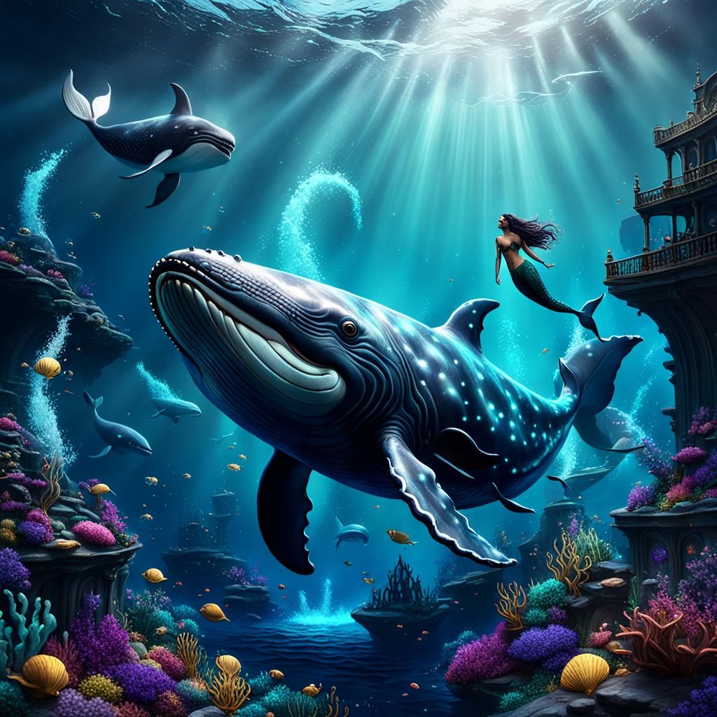 Mermaids in a Fantastical Ocean Landscape