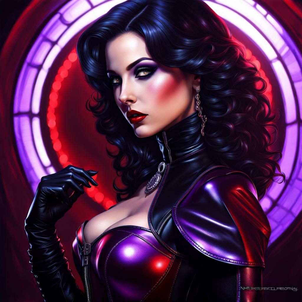 Noir Gothic Woman in Latex Costume