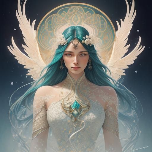 Snow Angel Portrait in Art Nouveau Style