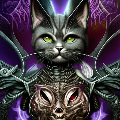Hyperdetailed Cat in Darkwave Goth Style