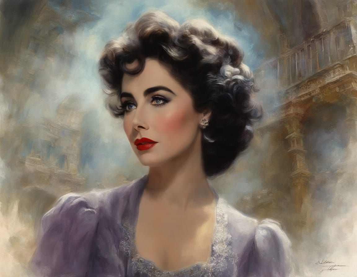 Elizabeth Taylor Portrait in Dreamy Hyperrealism Style