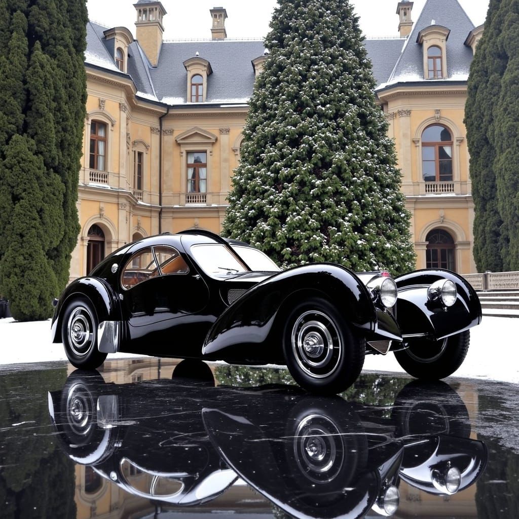 Luxurious Winter Scene with Grand Chateau and Lavish Christm...