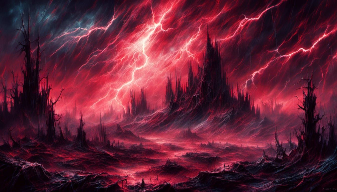Electrical Storm in Macabre Cosmic Landscape