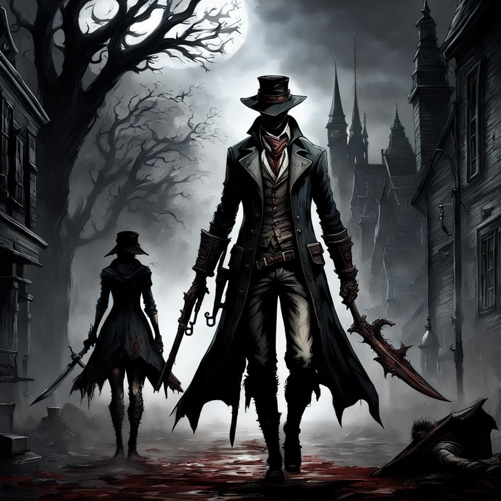 Bloodborne Hunters in Dark and Cool Setting