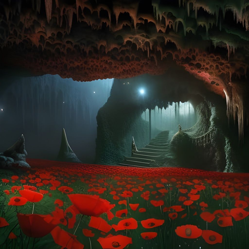 Inside the poppy cave