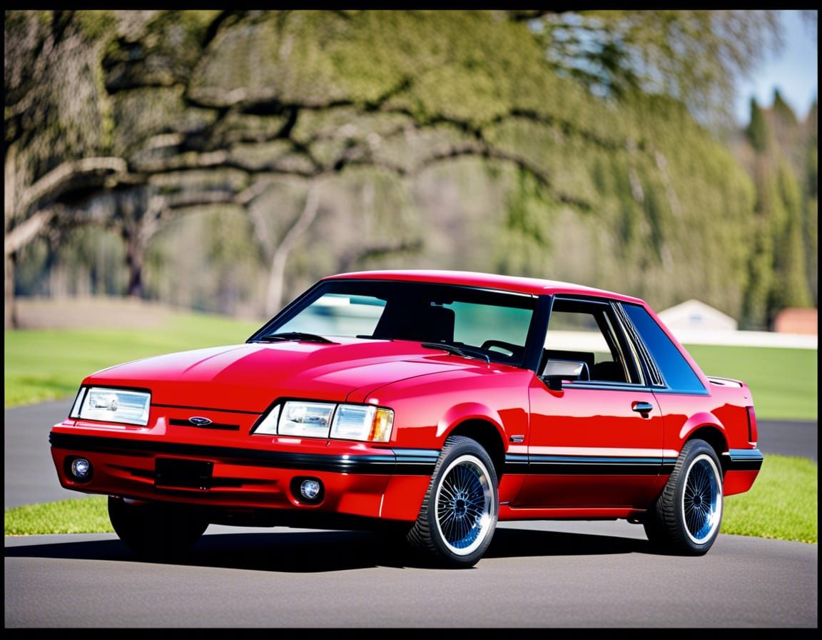 Red 1987 Ford Mustang Coupe