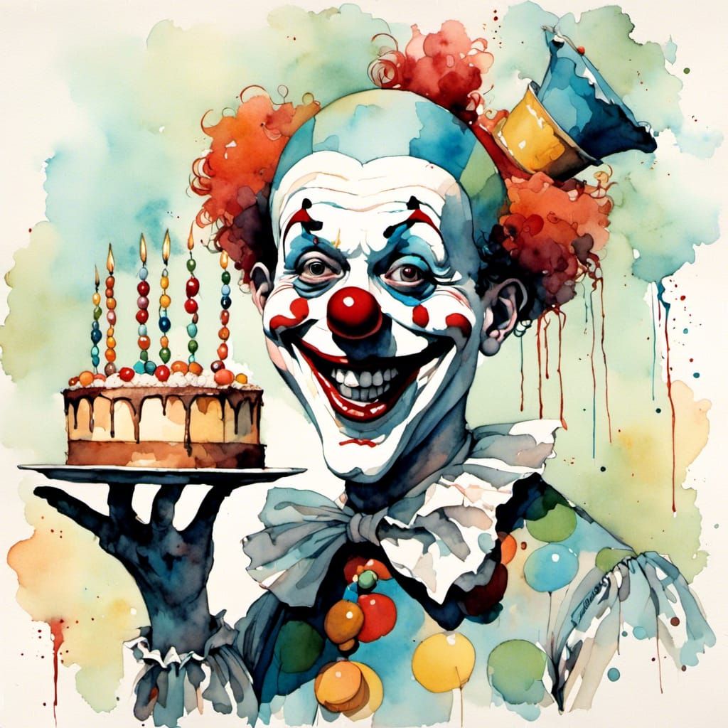 Trompe-l’œil Portrait of Clown About to Throw Cake
