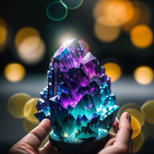 Crystals Glowing with Bokeh Effect in Natural Light