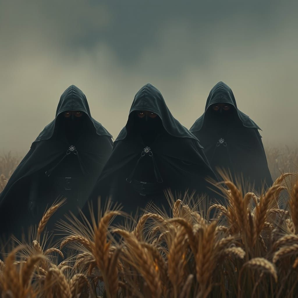 Dark Thieves in Misty Wheat Field
