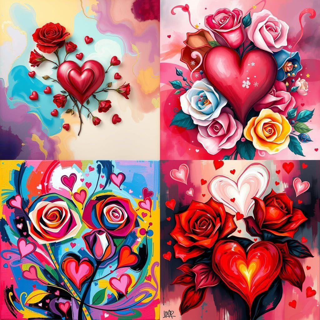 Vibrant Valentine's Day Floral Abstraction