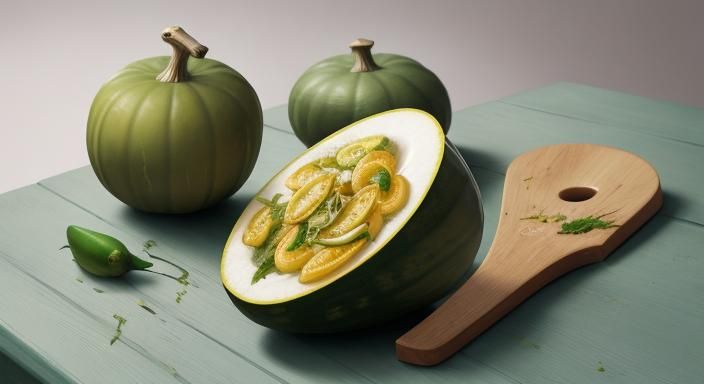 Gourd and Worm Still Life as Oil Painting
