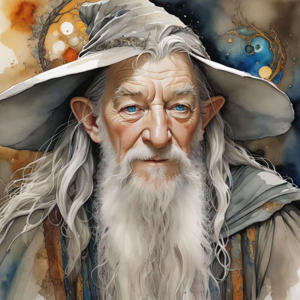 Gandalf Portrait in Harry Clarke Style