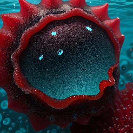 Sparkling Jellyfish in Deep Ruby Waters