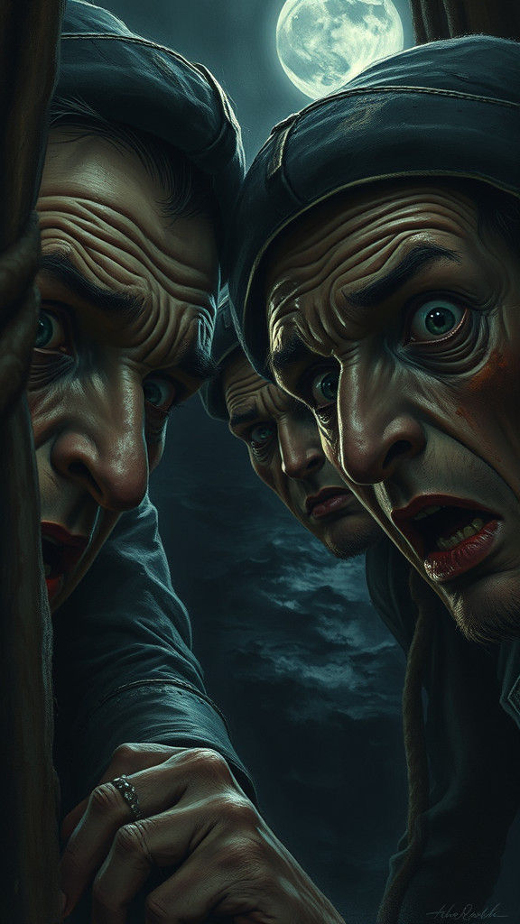 Sailors' Terror: A Dramatic Seascape in Digital Art Style