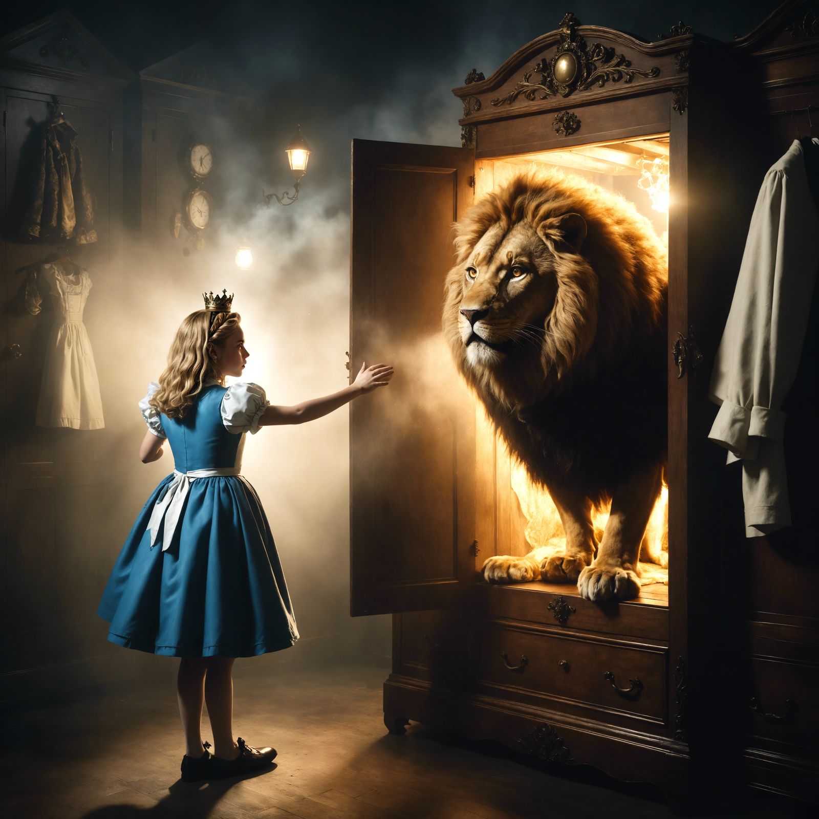 Alice's Dramatic Wardrobe Encounter with Lion King