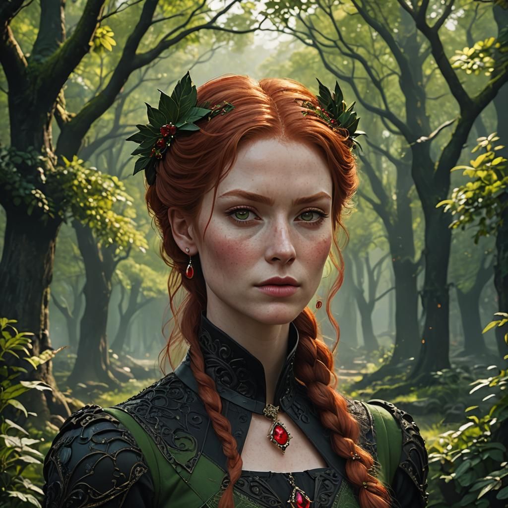 Cruel Redhead Aristocrat Portrait in Fantasy Art Style