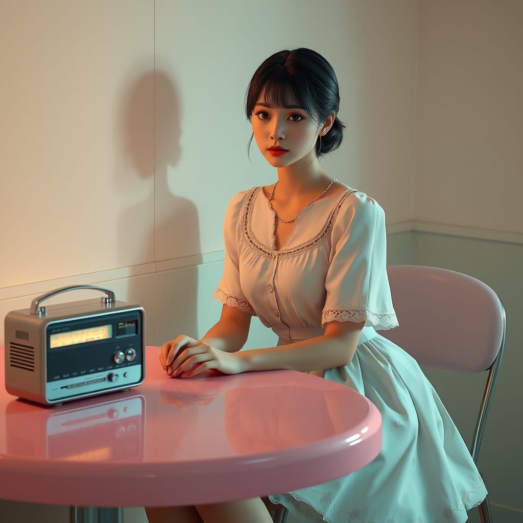 Ethereal 1960s Anime Scene with Dreamy Glow
